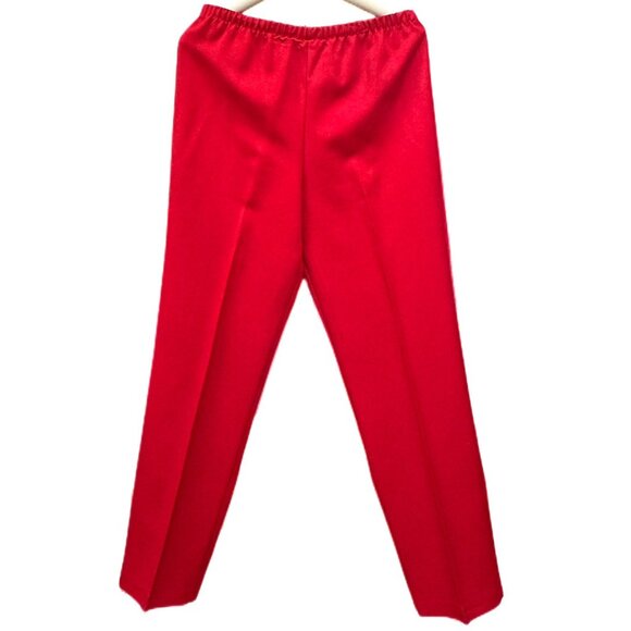 Red Pants Comfortable Elastic Waistband Pullon Stretch Leg Center Leg Crease MED - Picture 2 of 6